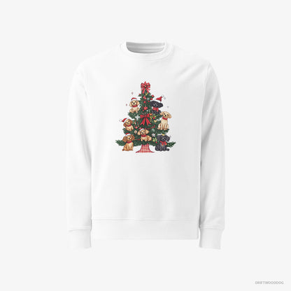 Poodle Puppies Climbing Christmas Tree Branches White Sweatshirt