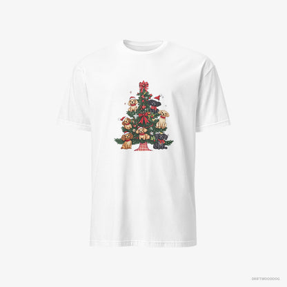 Poodle Puppies Climbing Christmas Tree Branches White T-Shirt