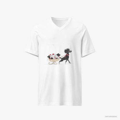 Poodle Enjoying a Sled Ride with Her Puppies White T-Shirt