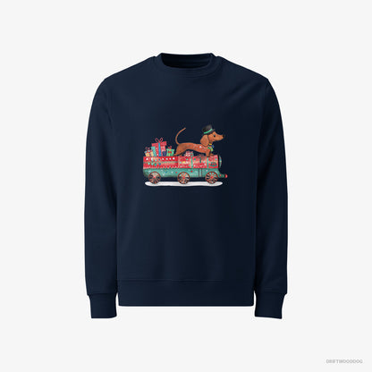 Dachshund on a Train with Christmas Presents Navy Sweatshirt