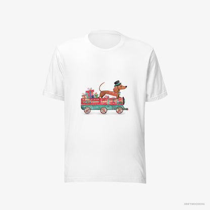 Dachshund on a Train with Christmas Presents White T-Shirt