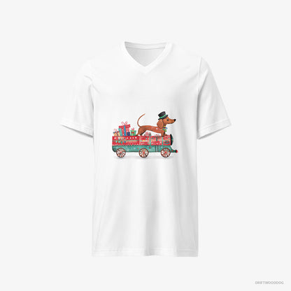 Dachshund on a Train with Christmas Presents White T-Shirt