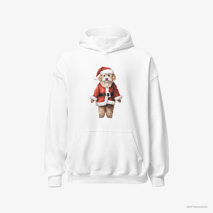 Poodle Hoodie – Men White Hoodie Classic – Dressed as Santa (on White Background)