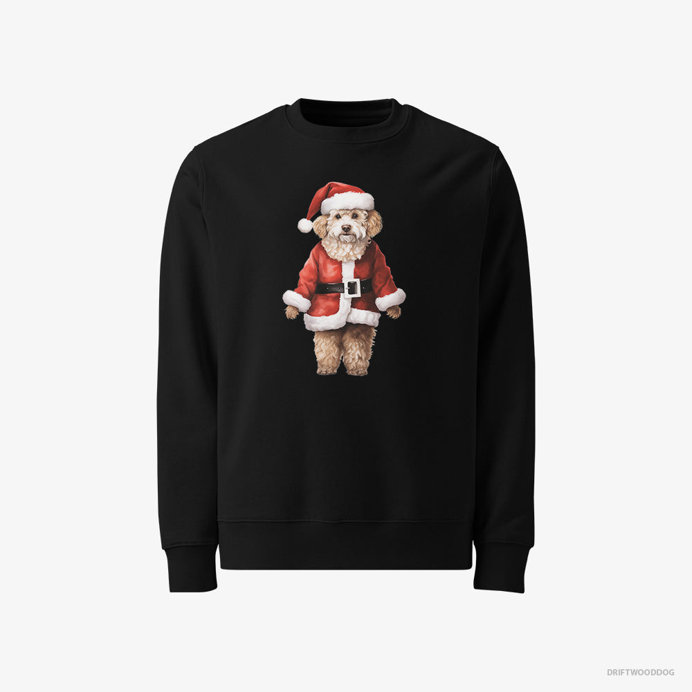 Poodle Sweatshirt – Men Black Sweatshirt Classic – Dressed as Santa (on White Background)