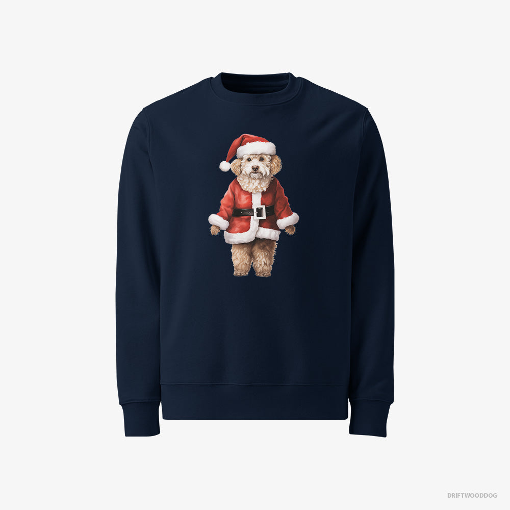 Poodle Sweatshirt – Men Navy Sweatshirt Classic – Dressed as Santa (on White Background)