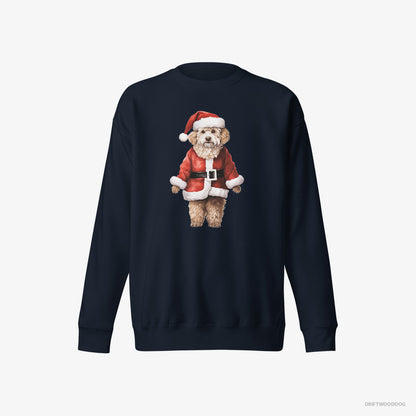 Poodle Sweatshirt – Men Navy Sweatshirt Eco-Friendly – Dressed as Santa (on White Background)