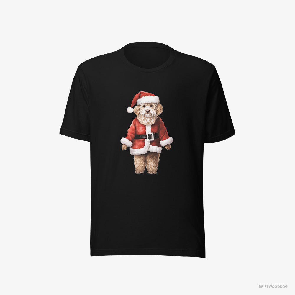 Poodle T-Shirt – Men Black T-Shirt Eco-Friendly – Dressed as Santa (on White Background)