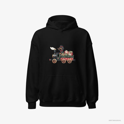 Dachshund in Charge of a Christmas Train Black Hoodie