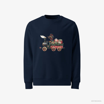 Dachshund in Charge of a Christmas Train Navy Sweatshirt