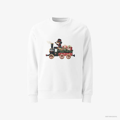 Dachshund in Charge of a Christmas Train White Sweatshirt