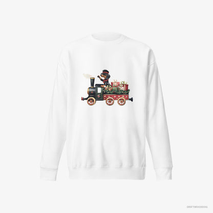 Dachshund in Charge of a Christmas Train White Sweatshirt