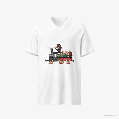 Dachshund in Charge of a Christmas Train White T-Shirt