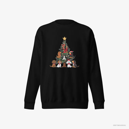 Beagle Puppies All Over the Christmas Tree Black Sweatshirt