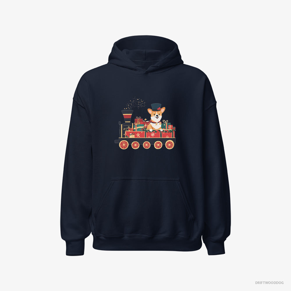 Corgi Driving a Train with Christmas Presents Classic Hoodie