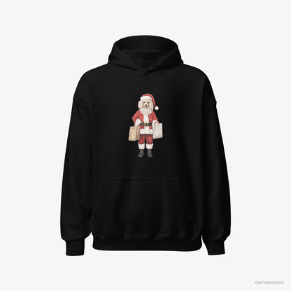 Poodle Hoodie – Women Black Hoodie Classic – Wearing Santa's Outfit (on White Background)