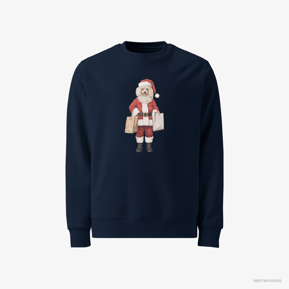 Poodle Sweatshirt – Men Navy Sweatshirt Classic – Wearing Santa's Outfit (on White Background)