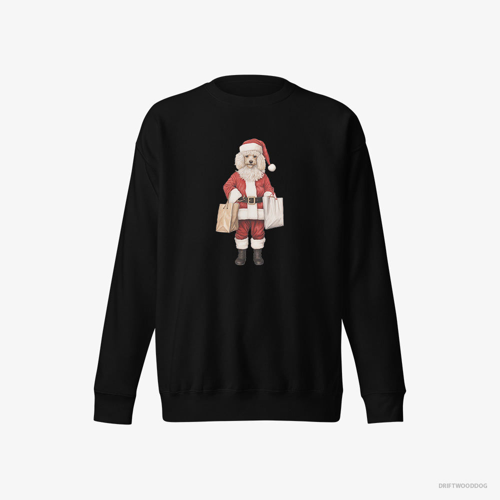 Poodle Sweatshirt – Men Black Sweatshirt Eco-Friendly – Wearing Santa's Outfit (on White Background)