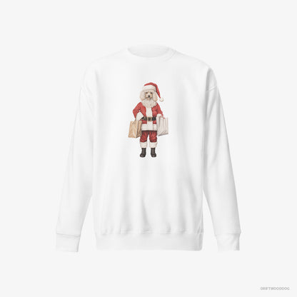 Poodle Wearing Santa's Outfit White Sweatshirt