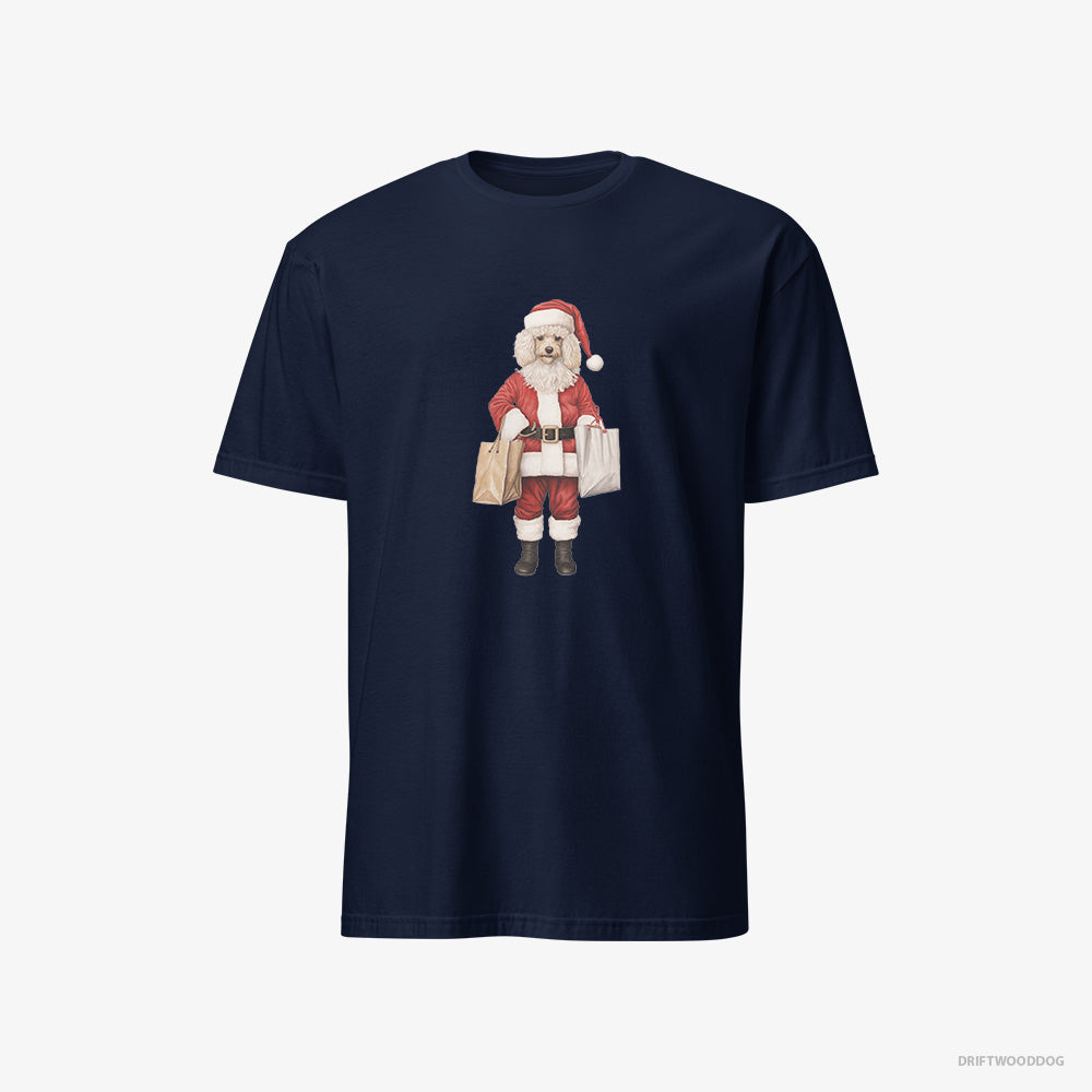 Poodle T-Shirt – Men Navy T-Shirt Classic – Wearing Santa's Outfit (on White Background)