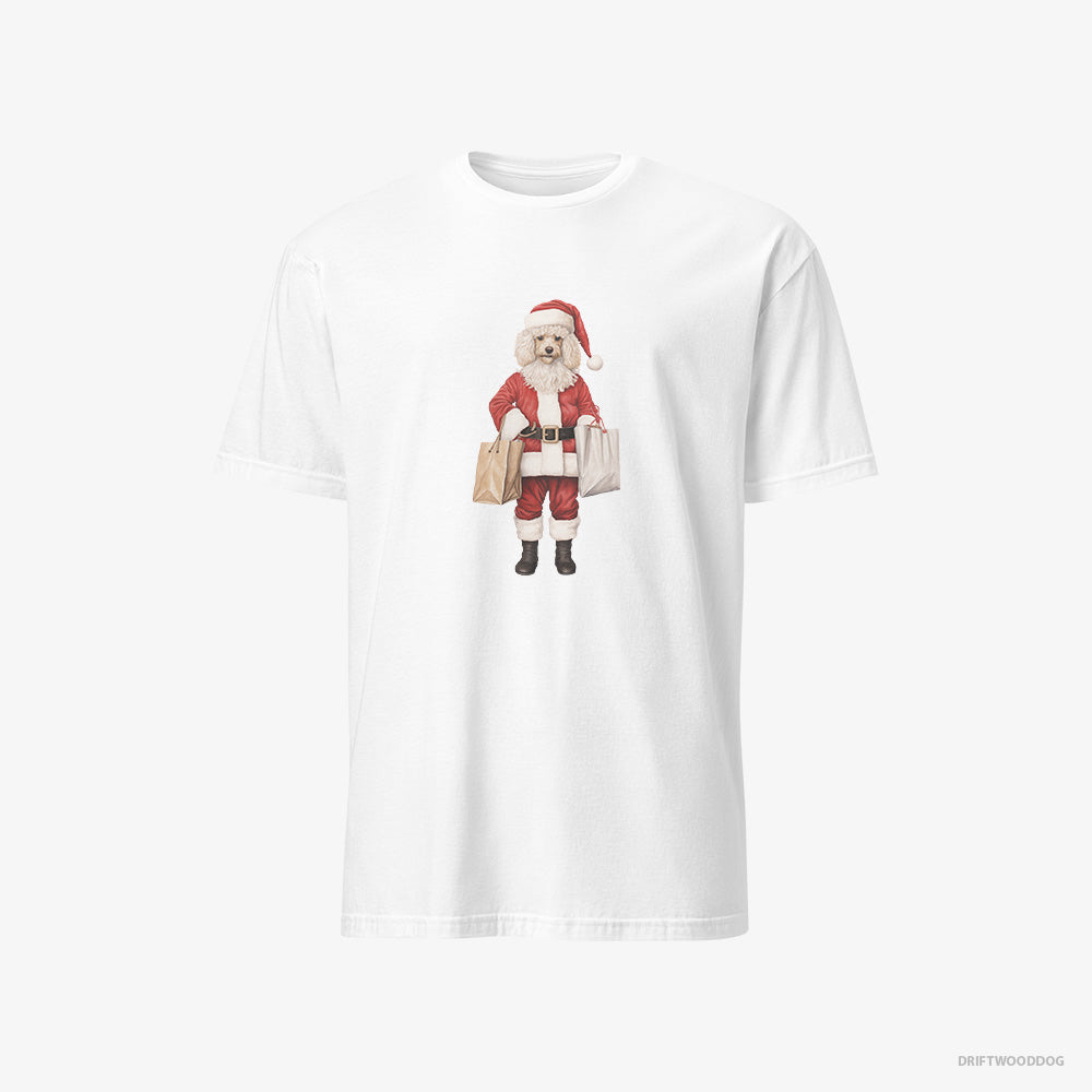 Poodle T-Shirt – Men White T-Shirt Classic – Wearing Santa's Outfit (on White Background)