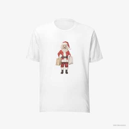 Poodle T-Shirt – Men White T-Shirt Eco-Friendly – Wearing Santa's Outfit (on White Background)