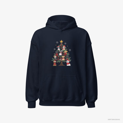 French Bulldog Puppies on Every Christmas Tree Branch Navy Hoodie