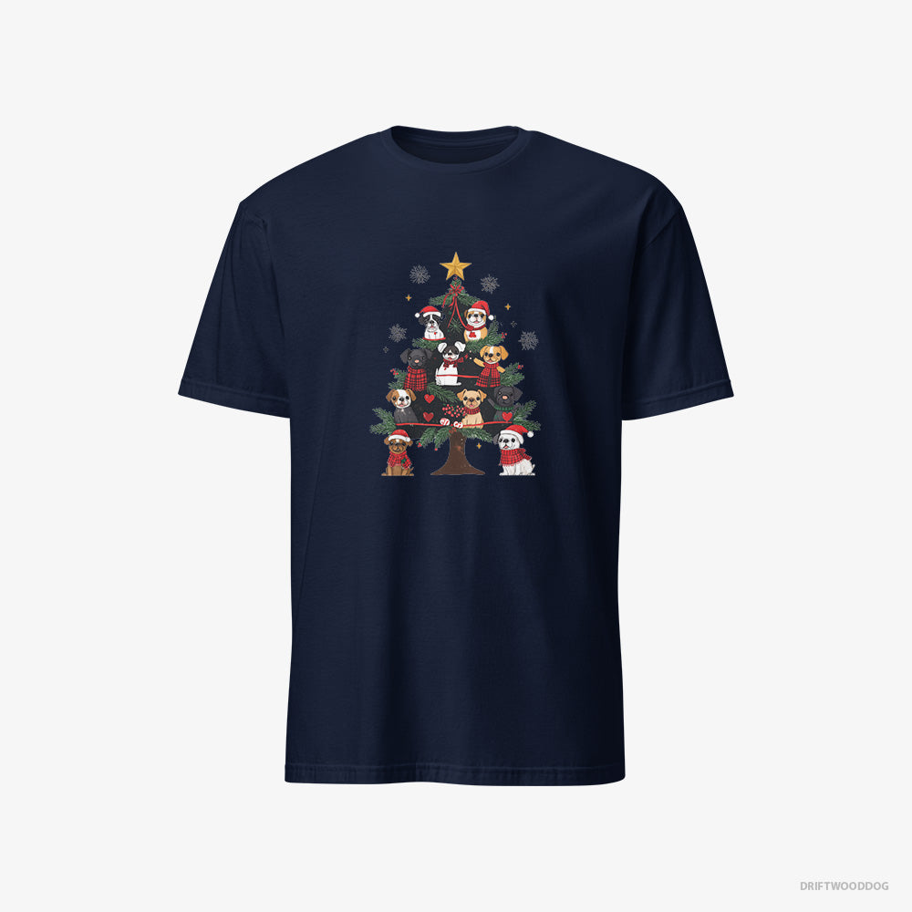 French Bulldog Puppies on Every Christmas Tree Branch – Men's T-Shirt Navy – Classic