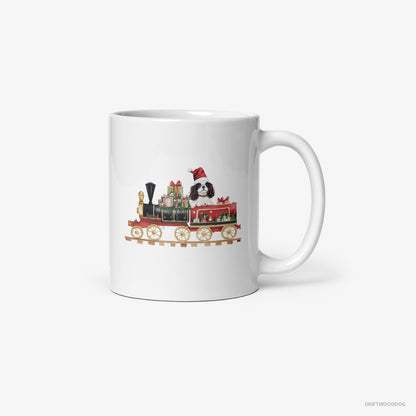 Cavalier King Charles Spaniel Running a Train with Gifts White Mug