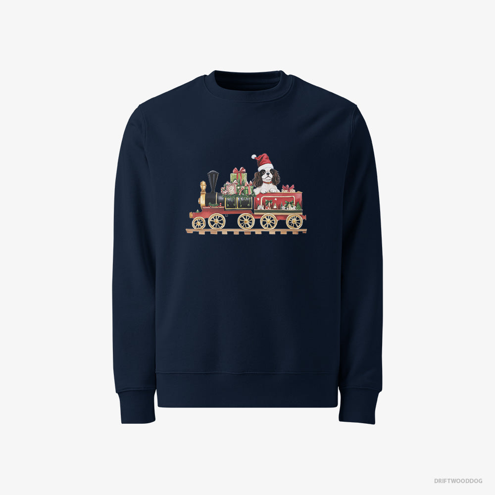 CKC Spaniel Running a Train with Gifts – Men's Sweatshirt Navy – Classic