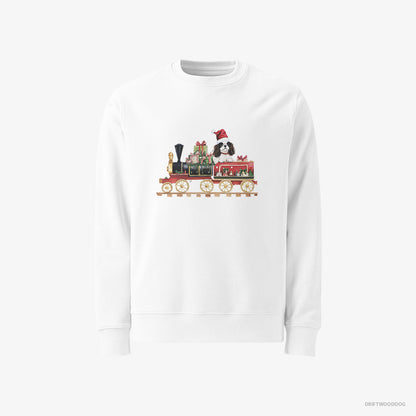 Cavalier King Charles Spaniel Running a Train with Gifts White Sweatshirt