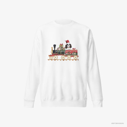 Cavalier King Charles Spaniel Running a Train with Gifts White Sweatshirt