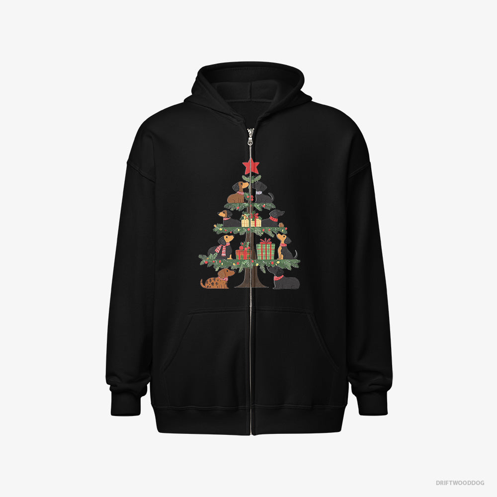 Dachshund Puppies Playing on the Christmas Tree Full-Zip Hoodie