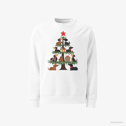 Dachshund Puppies Playing on the Christmas Tree White Sweatshirt