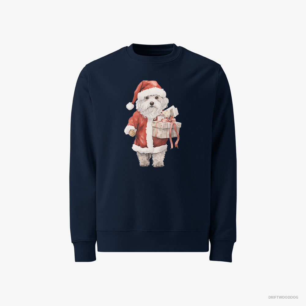 Poodle Sweatshirt – Men Navy Sweatshirt Classic – in a Santa Costume (on White Background)