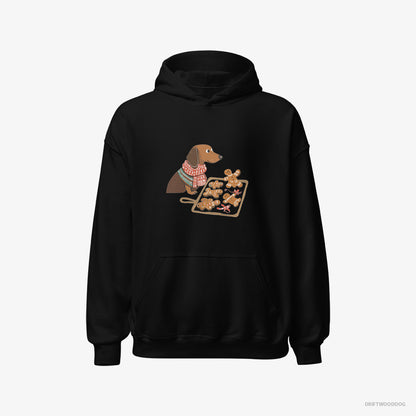 Dachshund Baking Christmas Cookies Black Hoodie