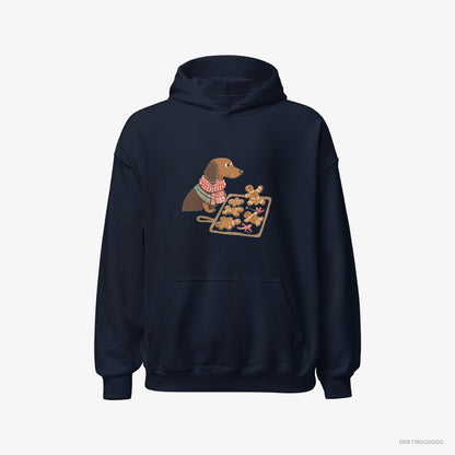 Dachshund Baking Christmas Cookies Navy Hoodie