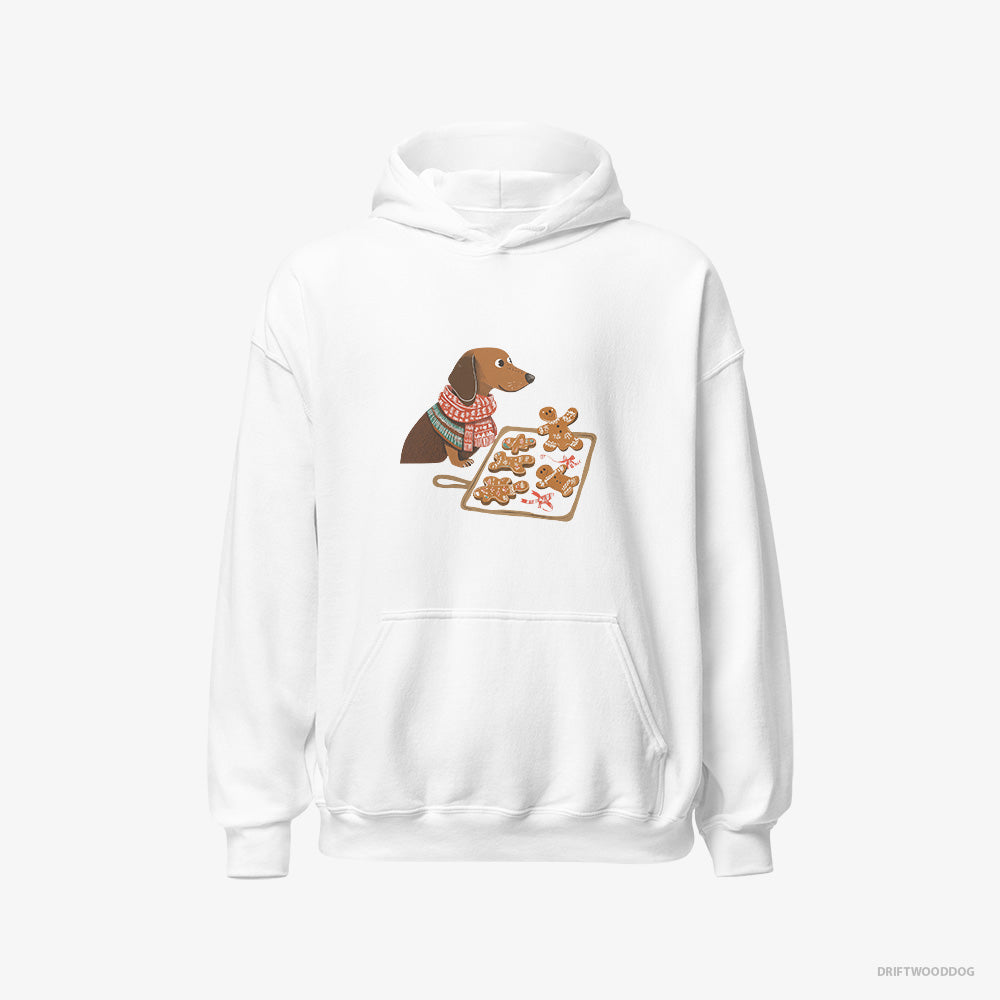 Adorable Dachshund Baking Christmas Cookies – Men's Hoodie White – Classic