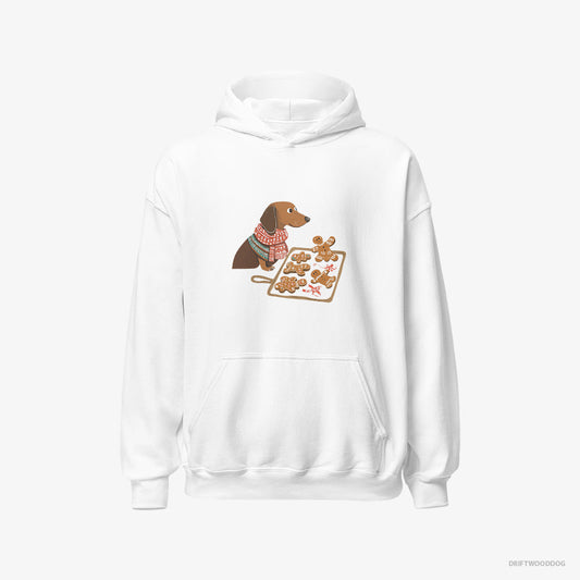 Adorable Dachshund Baking Christmas Cookies – Women's Hoodie White – Classic