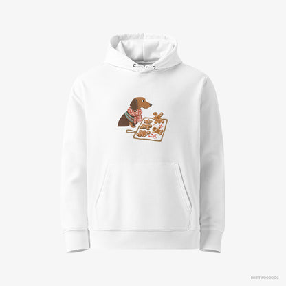 Dachshund Baking Christmas Cookies White Hoodie