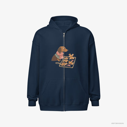 Dachshund Baking Christmas Cookies Navy Hoodie