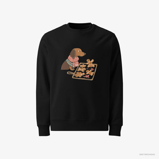 Adorable Dachshund Baking Christmas Cookies – Women's Sweatshirt Black – Classic