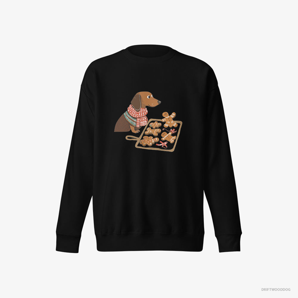 Adorable Dachshund Baking Christmas Cookies – Men's Sweatshirt Black Eco – Eco-Friendly