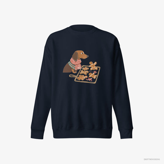 Adorable Dachshund Baking Christmas Cookies – Women's Sweatshirt Navy Eco – Eco-Friendly