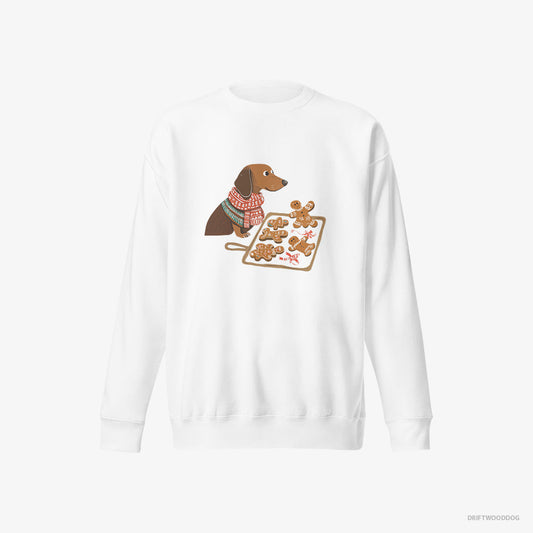 Adorable Dachshund Baking Christmas Cookies – Women's Sweatshirt White Eco – Eco-Friendly