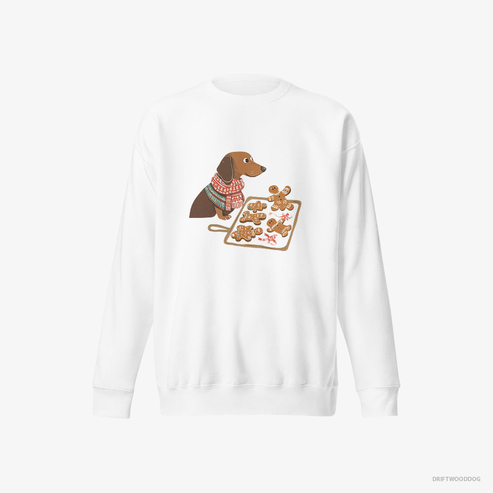 Adorable Dachshund Baking Christmas Cookies – Men's Sweatshirt White Eco – Eco-Friendly