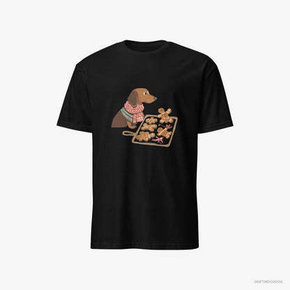 Dachshund Baking Christmas Cookies Black T-Shirt