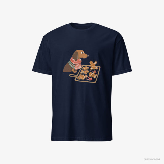 Adorable Dachshund Baking Christmas Cookies – Women's T-Shirt Navy – Classic