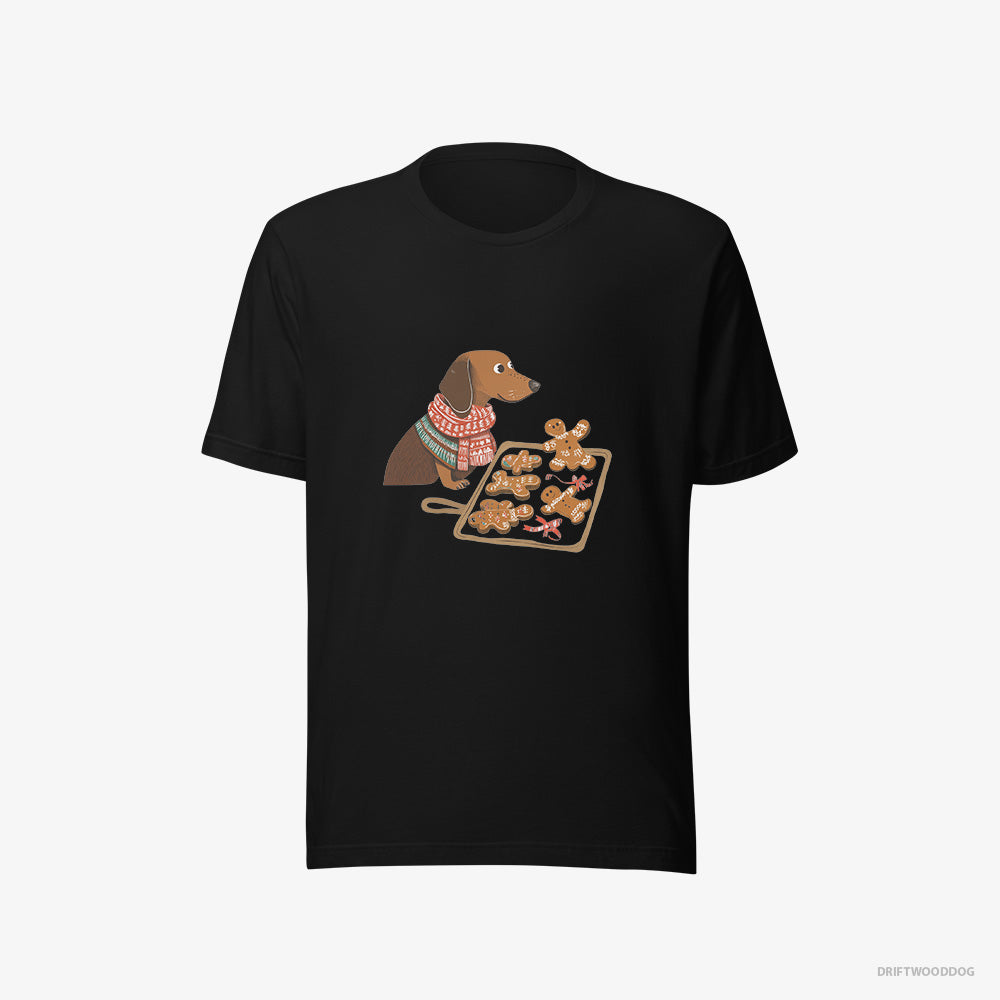 Dachshund T-Shirt – Men Black T-Shirt Eco-Friendly – Baking Christmas Cookies (on White Background)