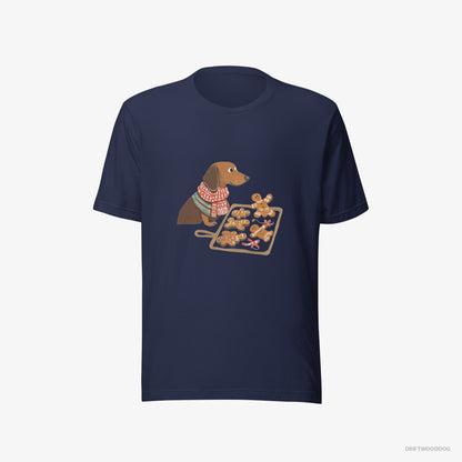 Dachshund Baking Christmas Cookies Navy T-Shirt