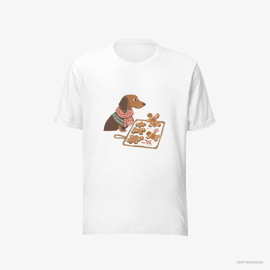 Adorable Dachshund Baking Christmas Cookies – Women's T-Shirt White Eco – Eco-Friendly